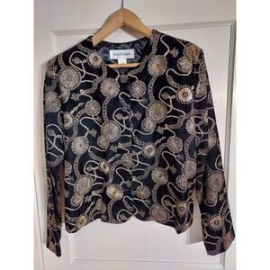 Norton McNaughton Vintage Y2K Velvet Black & Metallic Gold Jacket Women’s 16